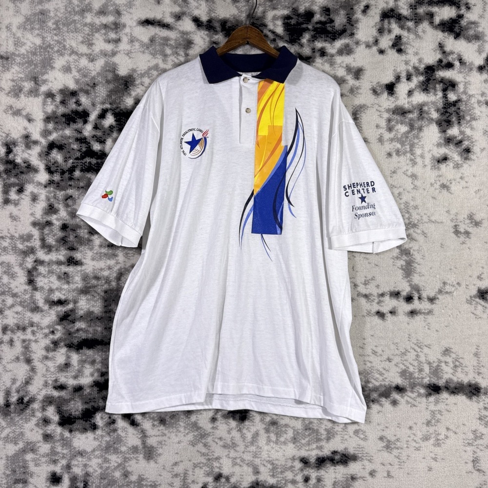Y2k Baggy Streetwear Polo 1996 Paralympic Games Atlanta XXL White Skater